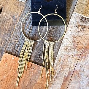 Large Hoop Chain Goldtone Dangle Earrings